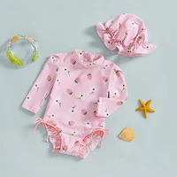 Toddler Boy Rash Guard Swimsuit Shark Anchor Print Short Sleeve Mock Neck Bathing Suit with Cap 2 Pcs Set 1