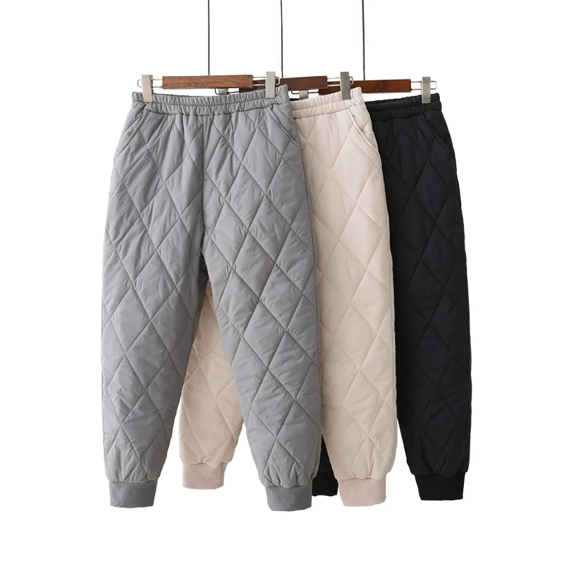 

Женские свободные повседневные теплые брюки ITOOLIN, утепленные хлопковые брюки с высокой талией, офисные брюки с бриллиантами для женщин, Осень-зима 2023