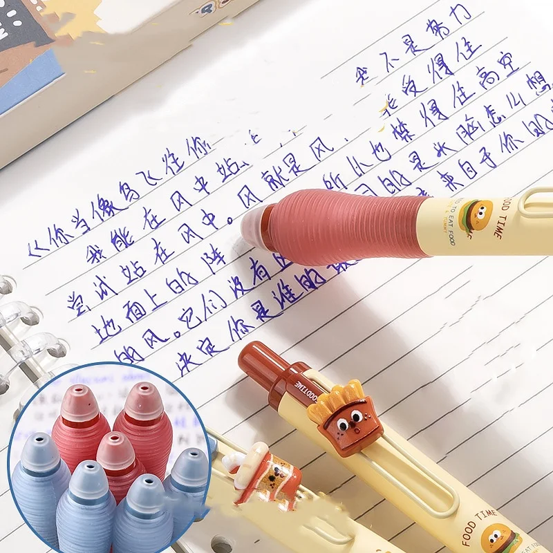 창의적인 함부르크 지우개 젤 펜, 귀여운 파란색 잉크, 서명 펜, 문구 선물, 학교 필기 용품, 24 세트/로트