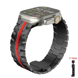 Premium Metal Strap for Apple Watch - Business Bracelet Edition (Black red)