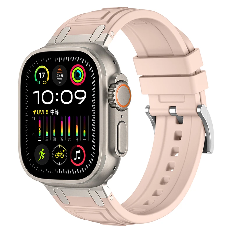 Enhanced Silicone Strap with Modified Metal Integration for Smartwatch Wristbands