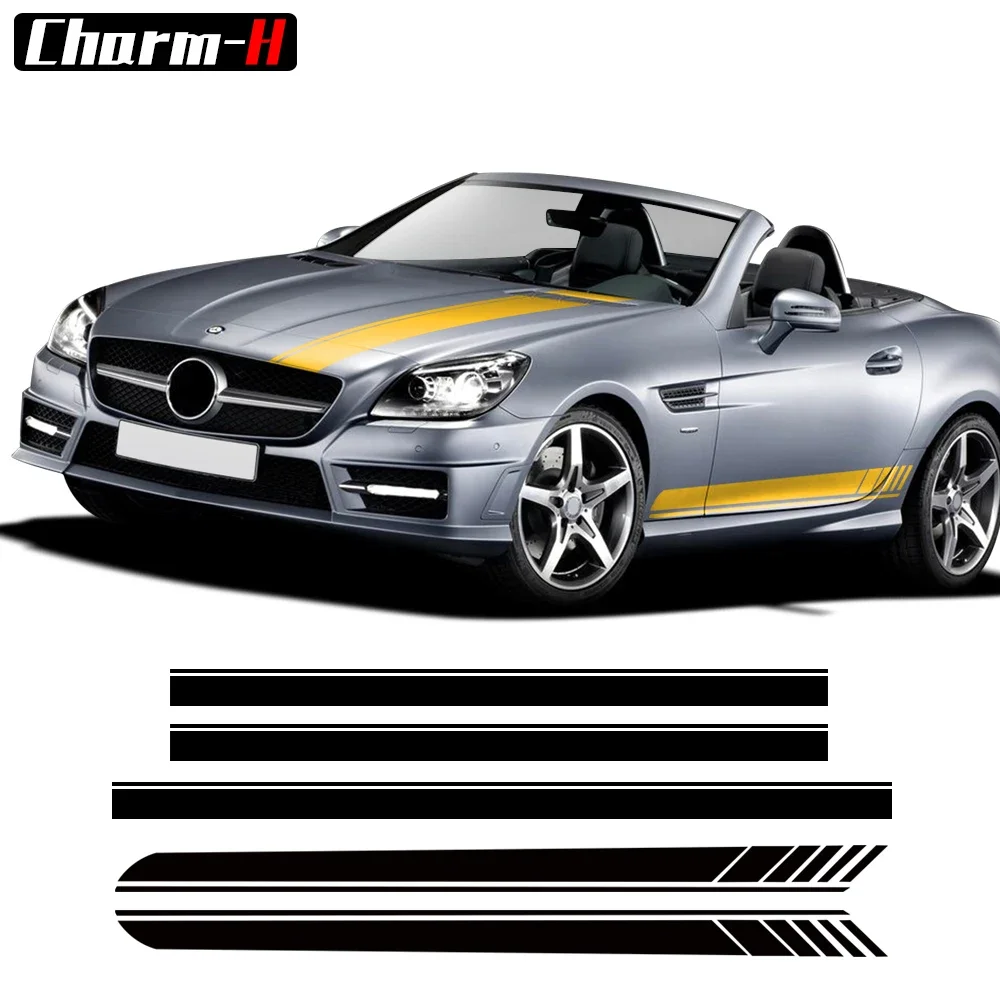 

Car AMG Style Door Side Skirt Hood Stripes Decal for Mercedes Benz SLK SLC Class R170 R171 R172 AMG SLK200 250 55 Accessories