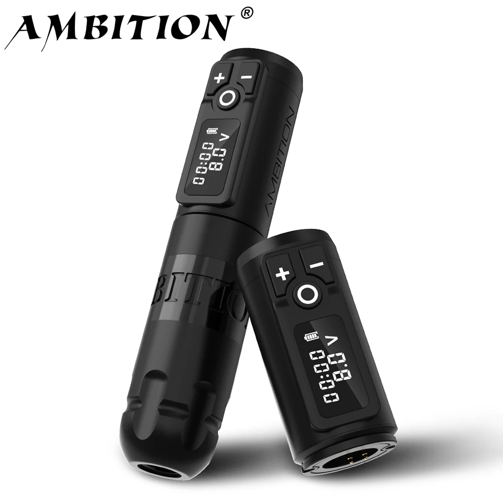 Ambition Soldier Wireless Tattoo Machine Rotaty Battery Pen with Portable Power Pack 2400mAh LED Digital Display For Body Art