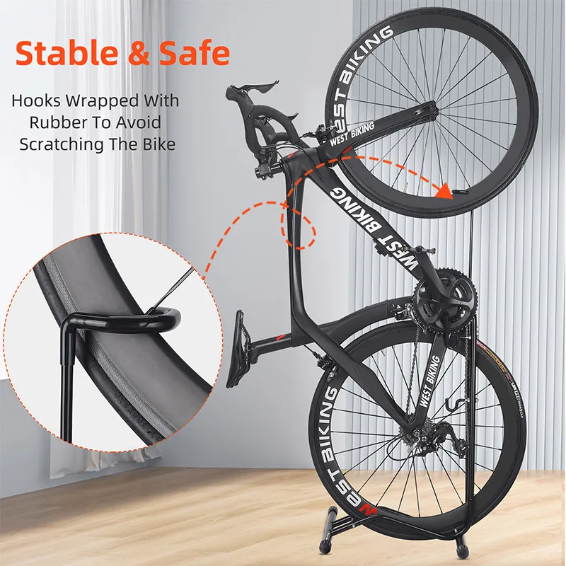 BALINGE Supporto Per Riparazione Bici – Cavalletto Di Manutenzione Verticale In Acciaio, Altezza Regolabile, Gommini Antigraffio, Carico Max 25 Kg