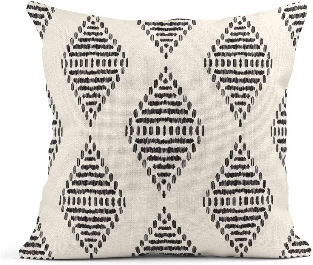 Tribal and Boho Bohemian Black Ethnic Herringbone for Ideas Decor Linen Pillow Cases Home Decorative Square Cushion cases 5
