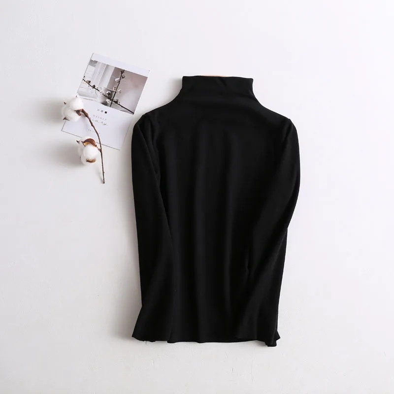 חולצת בסיס בגדים של הילד 2024 סתיו בנות חדשות פשוט מוצק חצי גבוה צווארון חולצה בנים חמים