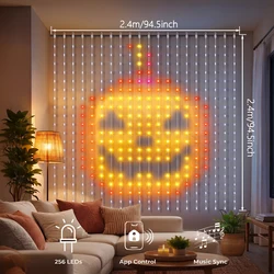 Radiant LED Curtain Lights - USB Powered with Music Sync for Festive Indoor & Outdoor Decor (2.4M X 2.4M - 256LEDS)