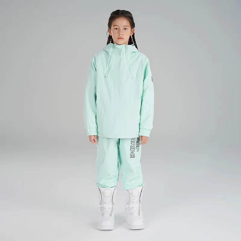 

Searipe Snowboard Kid's Set Solid Color Waterproof Windproof Breathable Warm Winter Clothing For Skiing Girls Boys Hoodie Pants