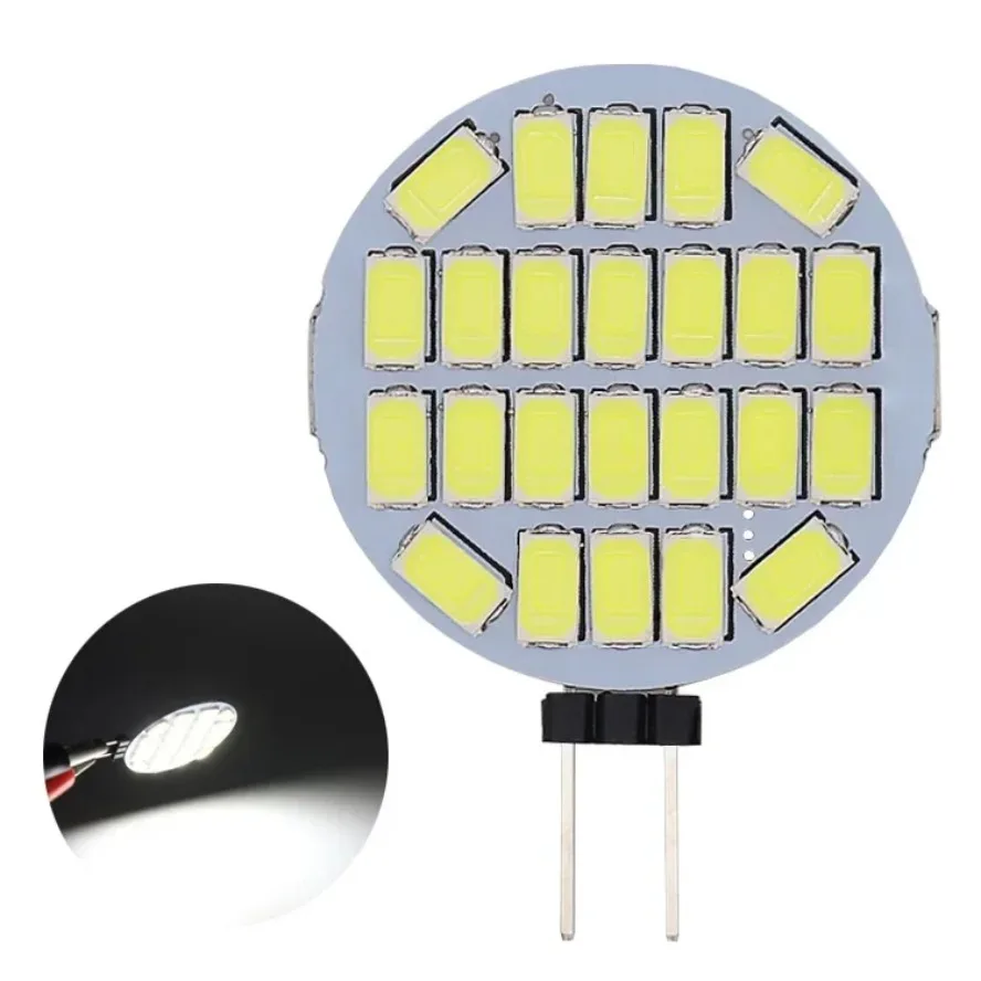HZZKZZ 12V 24V AC 3W G4 LED 램프 RV 조명은 25W 할로겐 전구를 대체합니다. 350LM 24leds 5730smd 깜박임 없음 범위 후드 보트 라이트