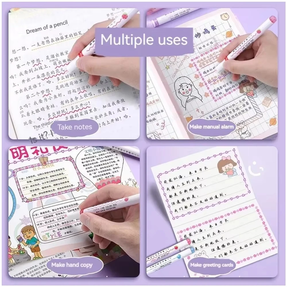 Highlighter Marker 6Pcs/Set Flower Line Shape Roller Tip Curve Liner Marker Kawaii Korean Stationery School Office Supplies Gifts highlighter pen marker pen highlighter marker