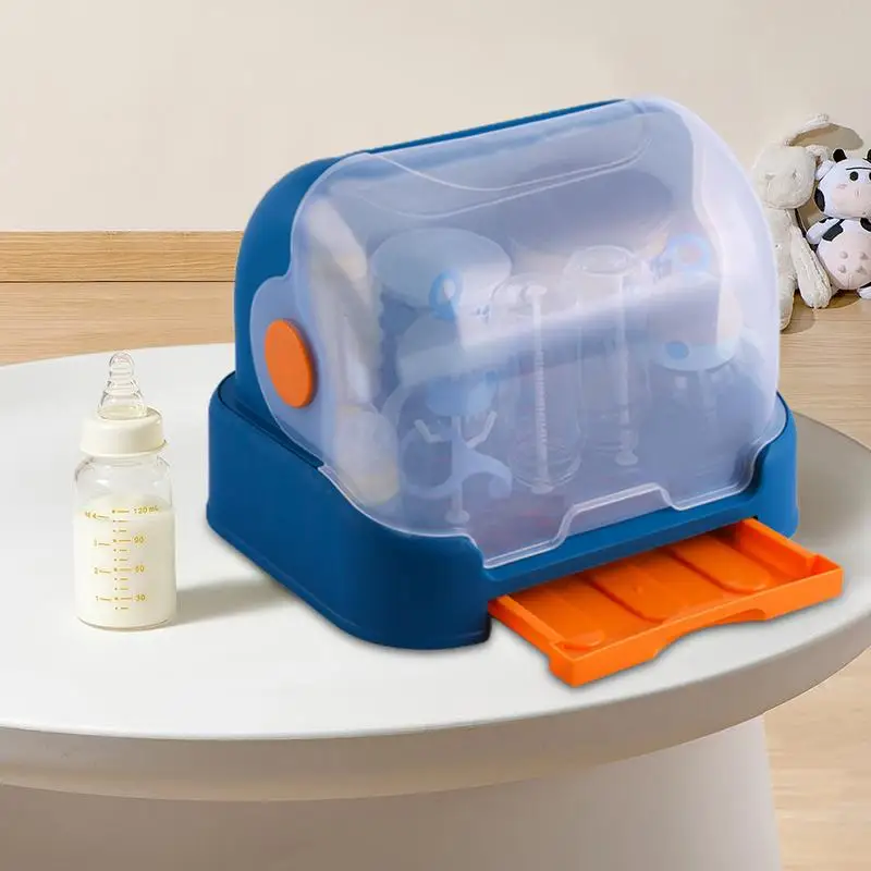 Dust-Proof Bottle Organizer With Lid Water Cup Rack Bottle Drying Rack With Cover And Removable Drainer Tray For Pump