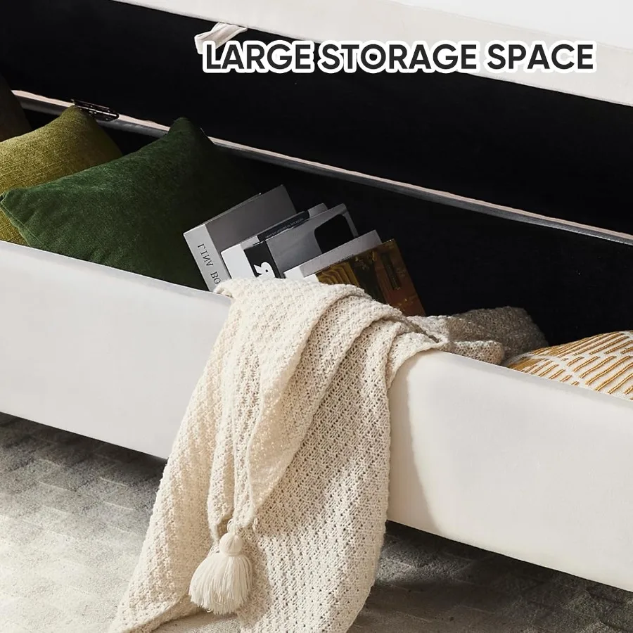 Tufted Gold Storage Bench 6