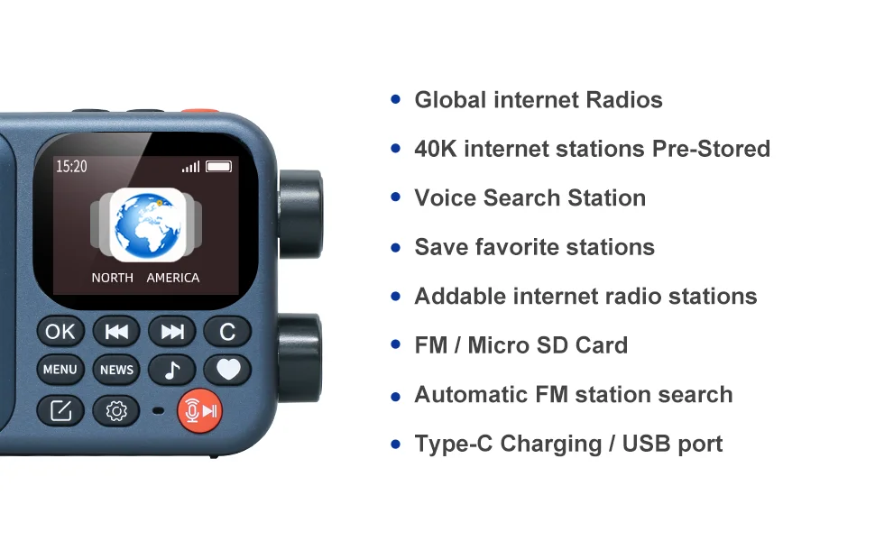 CHOYONG A8W Portable Internet Radio,Smart WIFI FM Receiver with 4K+ Pre-stored Stations, Alarm Clock, Micro SD,Voice Control 6