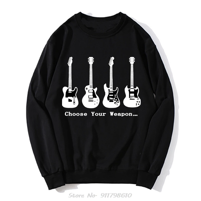 Senin grafik moda silah erkekler Band Hoodie giyim seçin elektrik gitar pamuklu kazak Streetwear kazak kazak