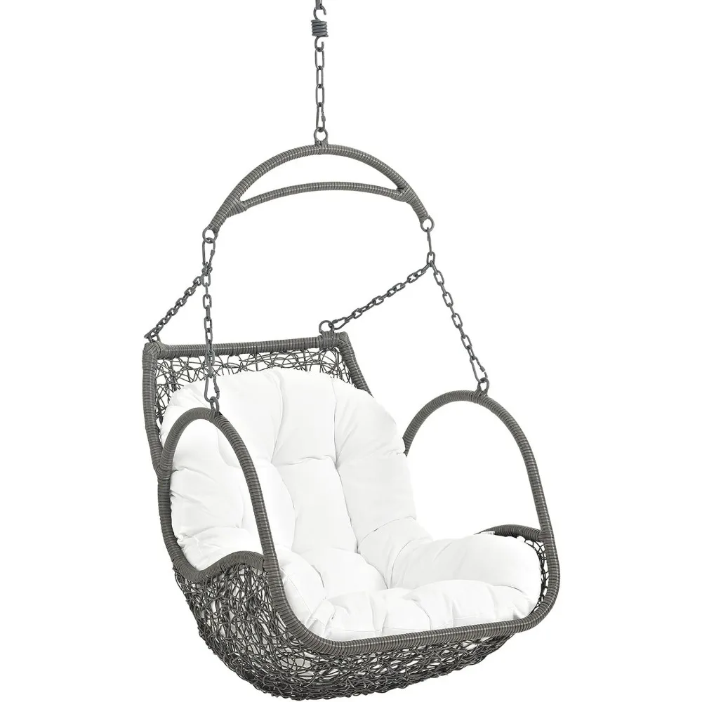 Arbor Wicker Outdoor Lounge Hanging Swing Chair Set with Stand in Red 6