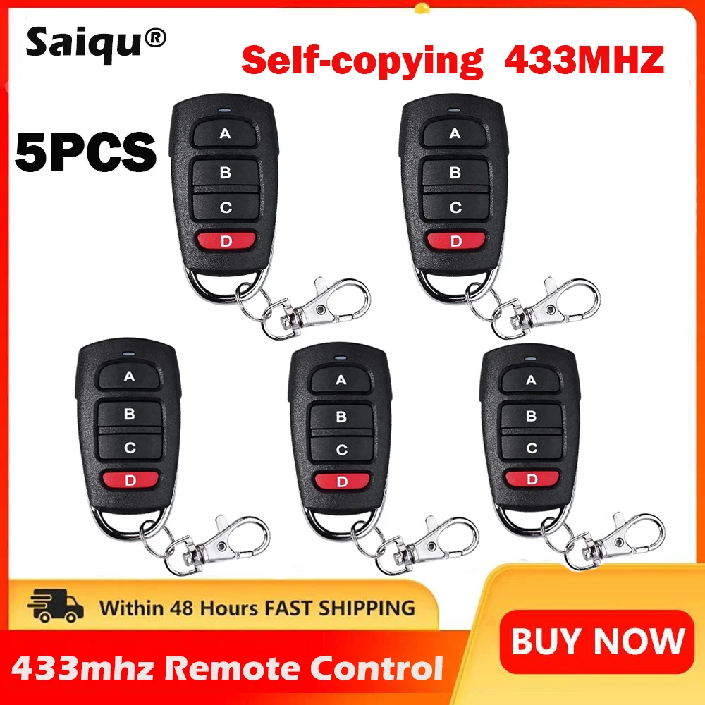 

433MHZ Universal Remote Control Self-Copying 5PCS Garage Door Controls Wireless 4 Keys Transmitter Duplicator Garage Door Opener