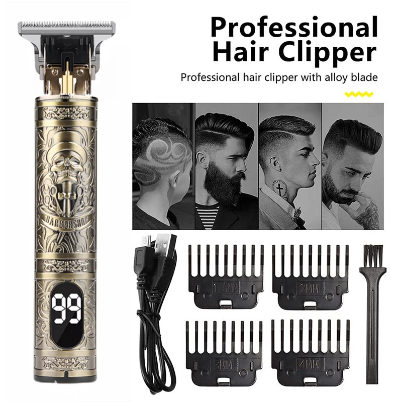 T9 Hair Trimmer Large Capacity Battery Power Display Clipper Hair Cutting Machine Rozumna Fork Men\'s Shaving Machine Barber Clip