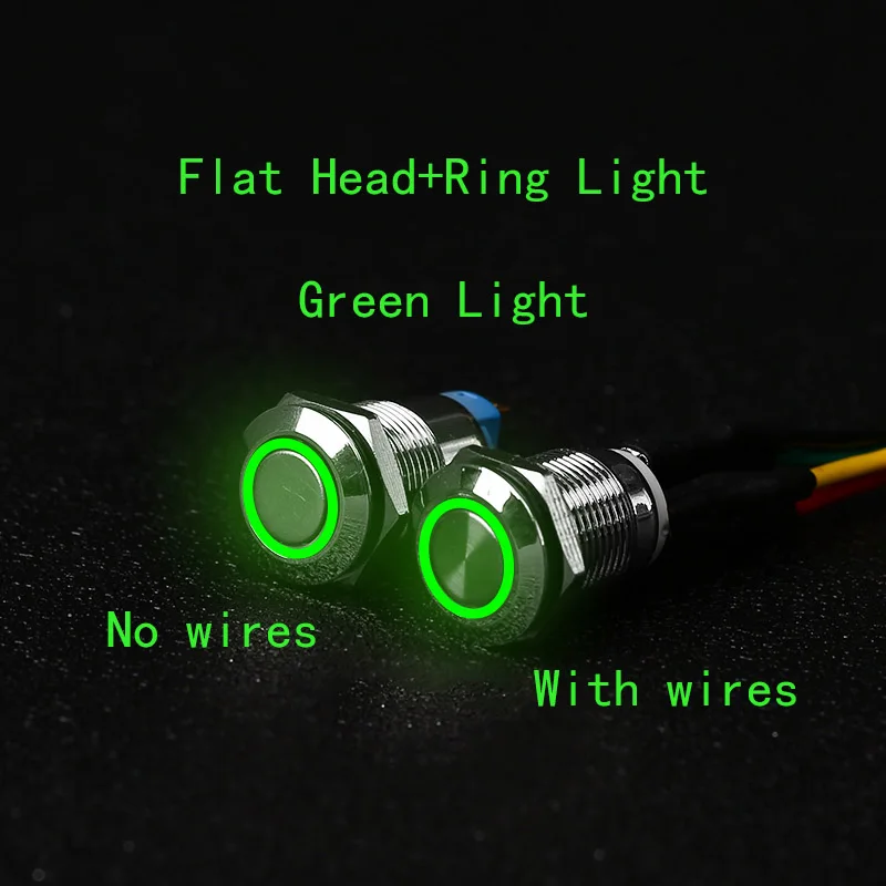 thumbnail image 1 of 12MM 1 pieza Pequeño interruptor de botón pulsador LED Encendido/apagado Zócalos Metal Arranque y parada 6V/12v/24V/220V Momentáneo Coche Eléctrico Motocicleta Barco, 1 of 5