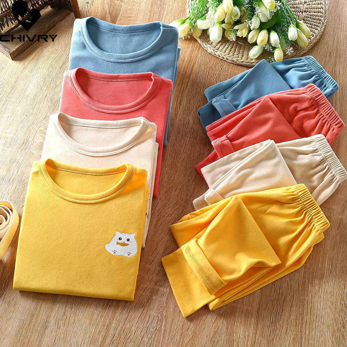 

Autumn Winter Kids Pajamas Baby Boys Girls Casual Cartoon Thicken Warm T-shirt with Pants Youth Pyjamas Sleepwear Clothing Sets