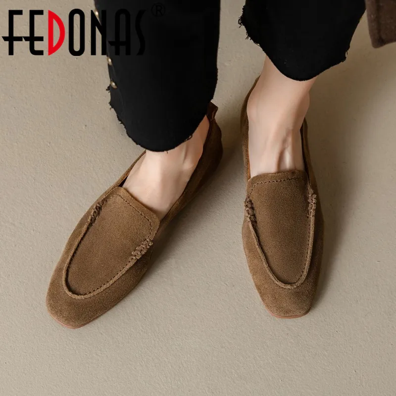 

FEDONAS New Arrival Low Heels Women Pumps Fashion Genuine Leather Concise Shallow Comfortable Basic Casual Working Shoes Woman