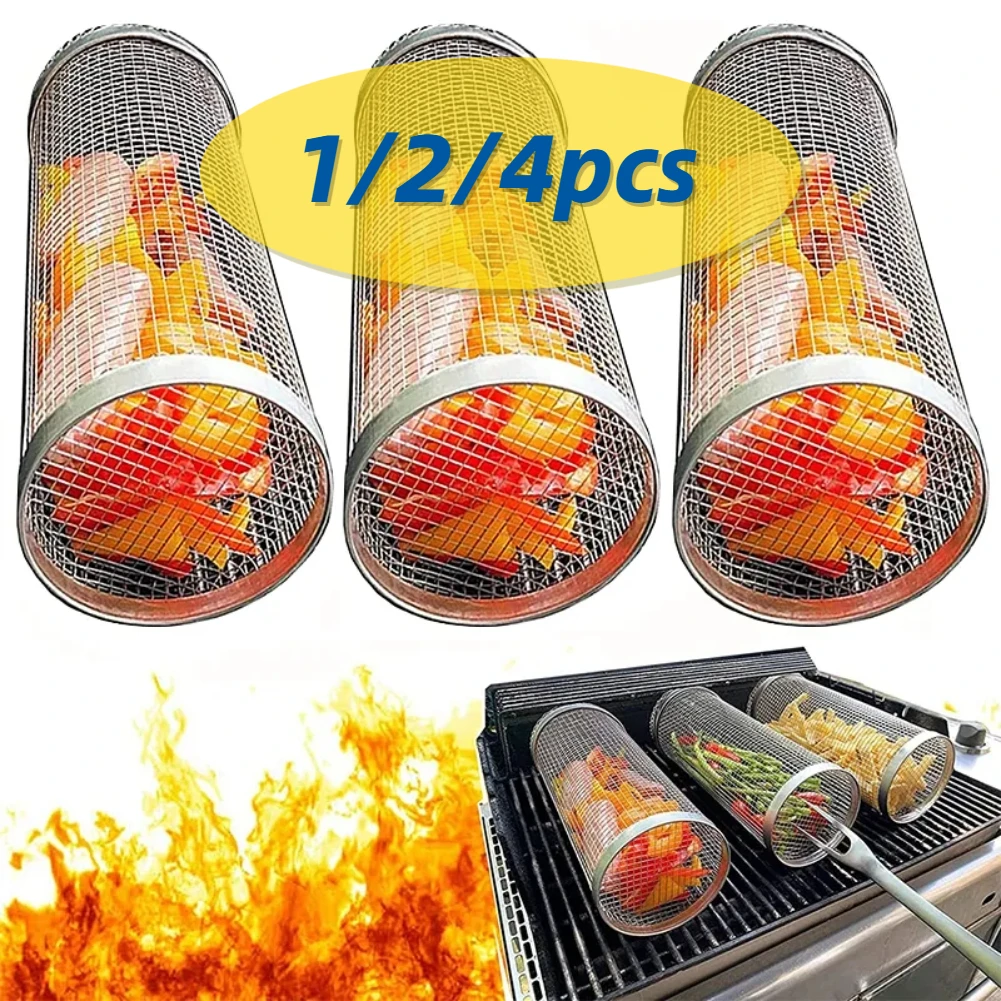 Barbecue All'Aperto Gabbia Per Barbecue In Acciaio Inossidabile Bbq Barbecue Cilindro Rete Barile Rotolamento Cestino Per Barbecue Meravigliosa Macchi