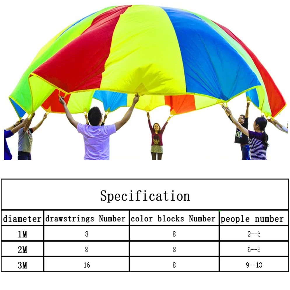 Parachute Play Toy With Handles Outdoor Team Game Waterproof Umbrella Toy Development Training For Children Rainbow Parachute