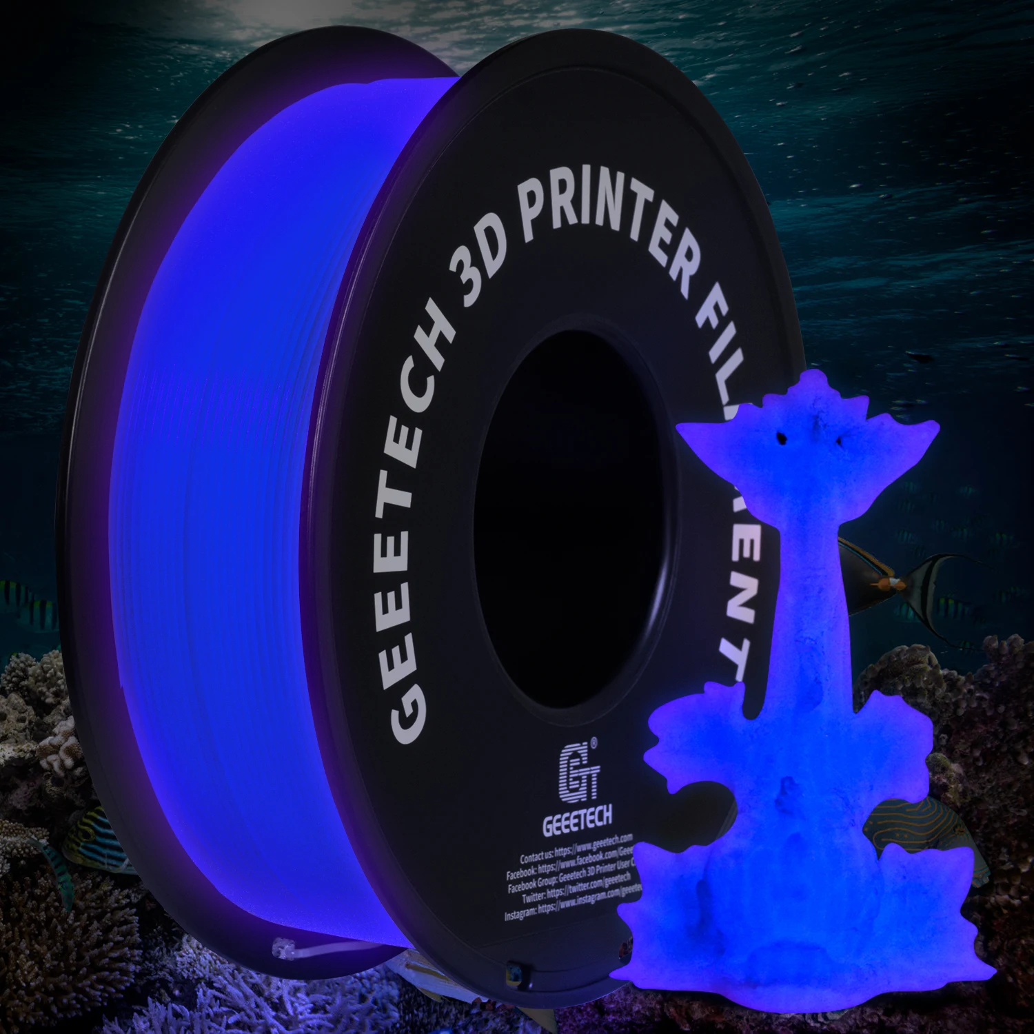 Glow-in-the-Dark PLA Filament 1kg - Luminous 3D Printing Material with 8 Color Options
