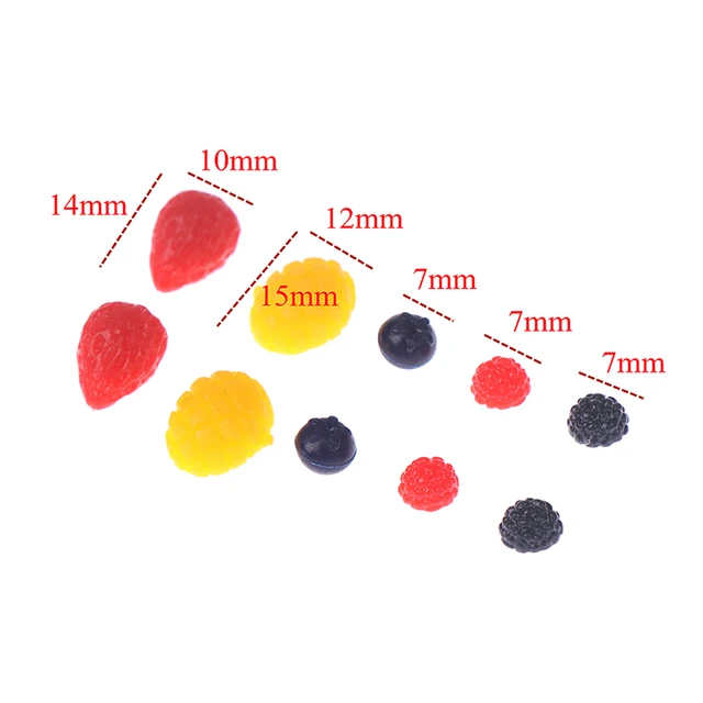 Doll House Simulation Mini Fruit Plate Banana Apple Pomegranate Peach Mango Cherry Watermelon Slice Orange 6