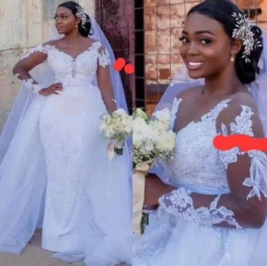 

Two in One Lace Wedding Dress Factory Custom Made Bridal Gown