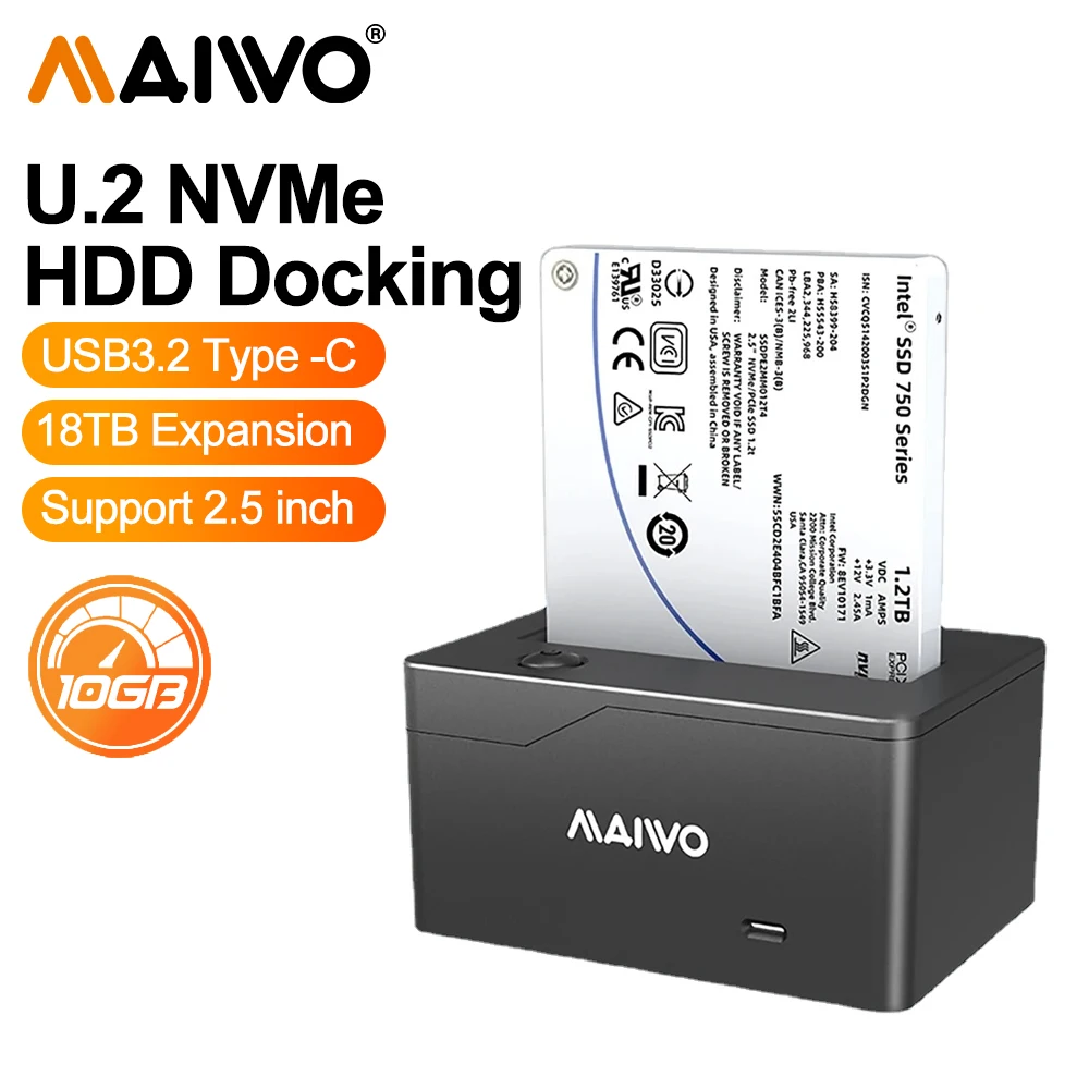 Maiwo-ssd Solid State Drive Docking Station Docking Station Usb Tipo-c 10gbps para Nvme u2 Sff8639 2.5 Pol Ferramenta Externa
