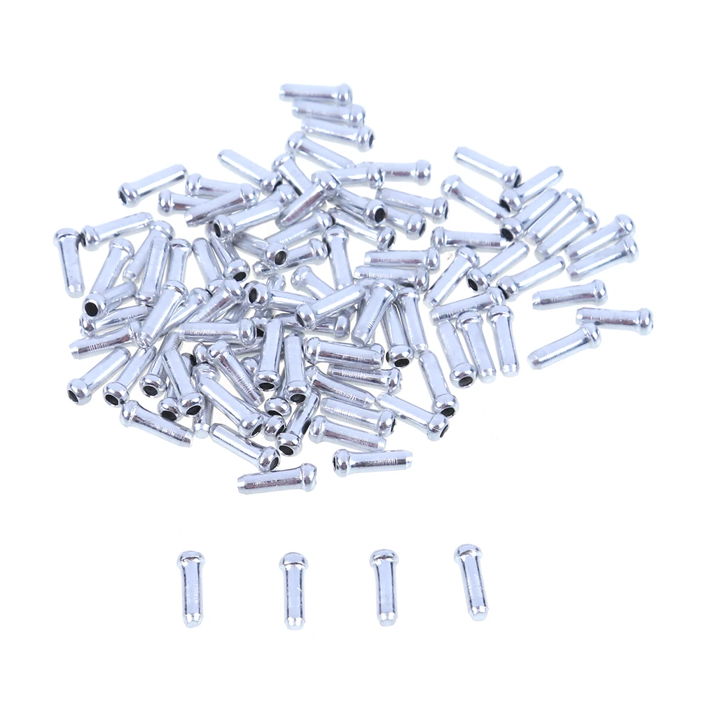 100pcs 자전거 케이블 엔드 캡 알루미늄 케이블 팁 와이어 엔드 캡 브레이크 디레일러 케이블 사이클링 부품 용 엔드 보호 커버