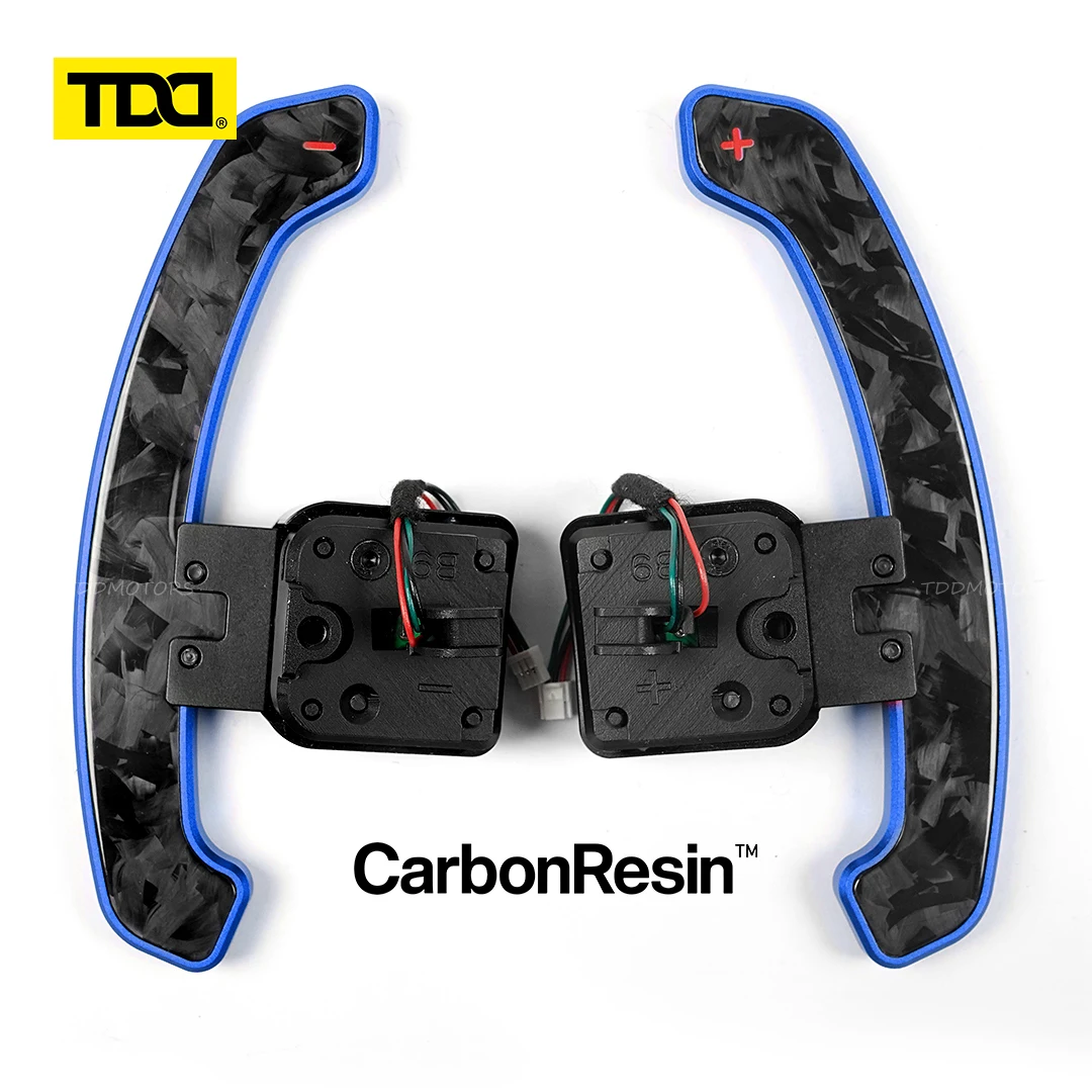 TDD Glossy Carbon Fiber Magnetic Paddle Shifter For Audi B9 A3 A5 A6 A8 Q3 Q5 Q8 S3 S4 S5 SQ5 RS3 RS5 RSQ5 Aluminum Alloy Back