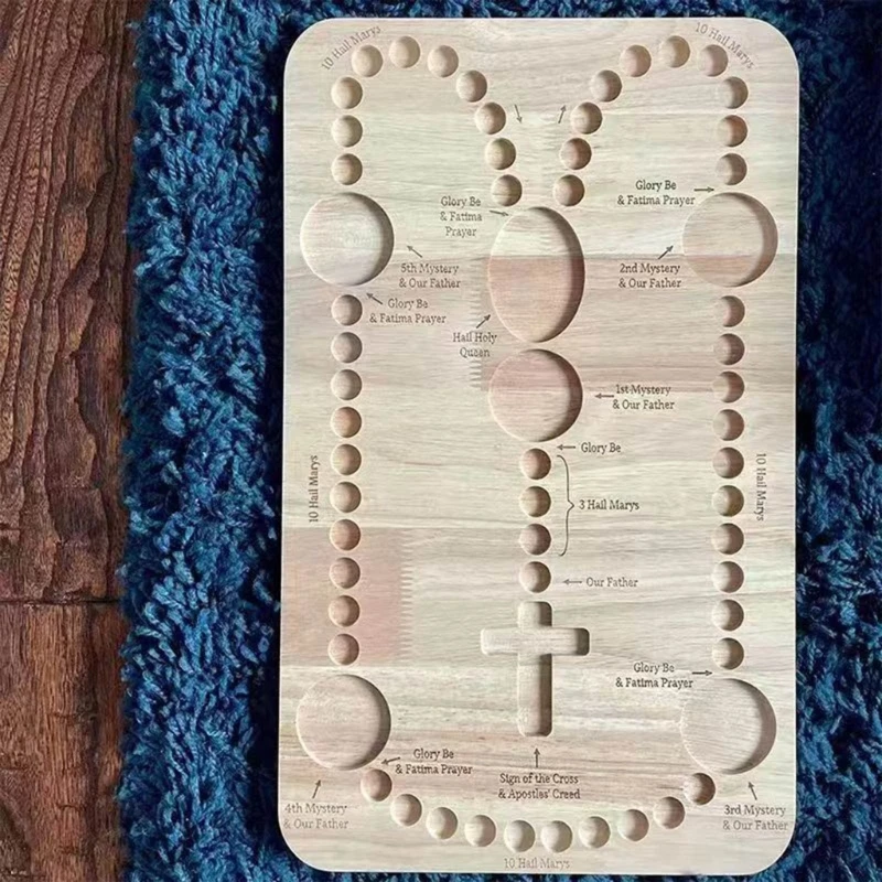 Prayer Bead Counting Board Set with Colorful Card Holder Convenient Wood Rosary Board Elegant Wood Beading Board DIY