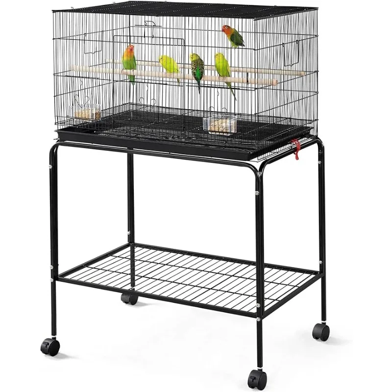 

47-inch Rolling Breeding Flight Bird Cages for Parakeets Budgies Finches Cockatiels Conures Lovebirds Canaries Parrots