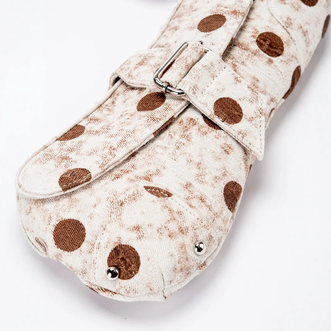 Fashion Canvas Leopard Print Shoulde Bag Brand Exquisite Asymmetric Women Saddle Bag High-end Cow Pattern New White Underarm Bag