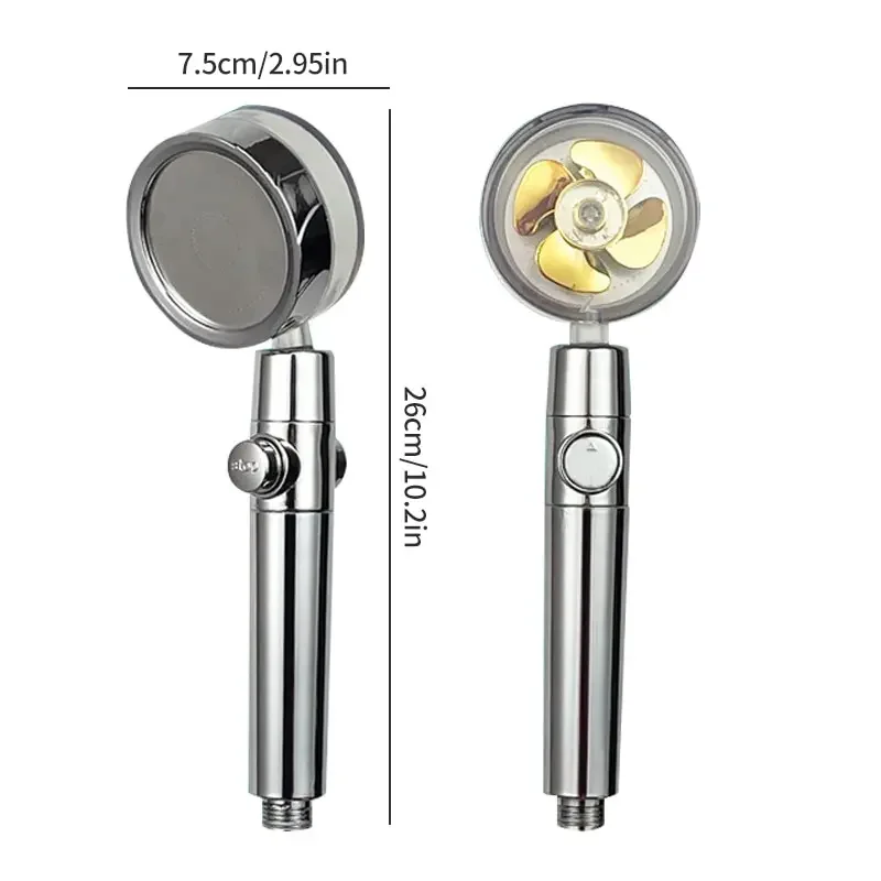 Pressurized Shower Head Water Saving 360 Rotating Twin Turbo Pressurized Propeller Fan Shower Head Bathroom Accessories 4