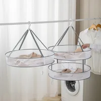 1/2 Layer Clothes Dryer Basket With Hanging Hook Fine Mesh Polyester Household Towels Foldable Baby Sweater Drying Rack For Home 1