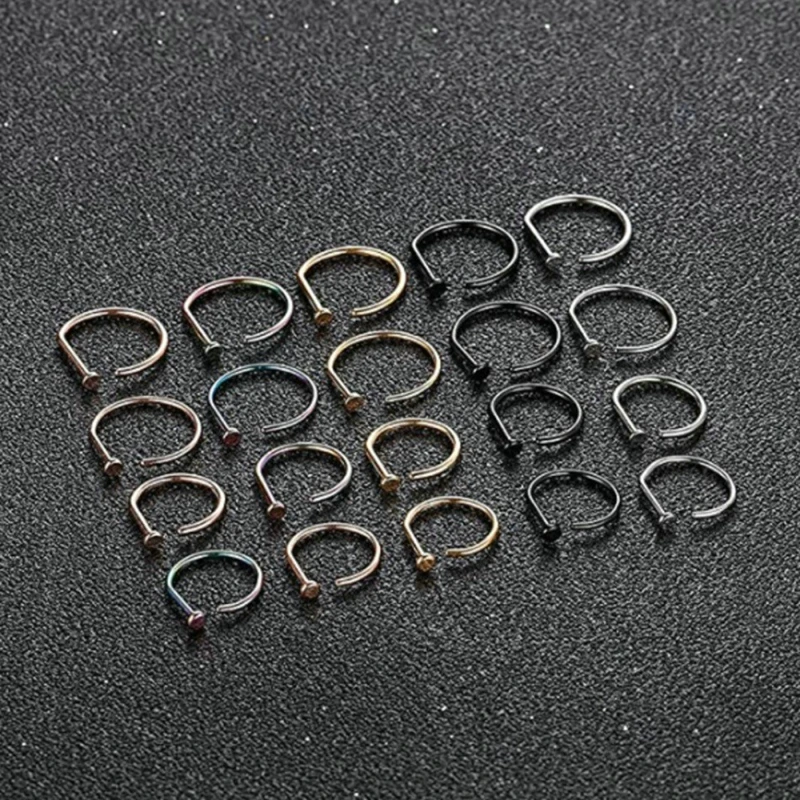 1Pcs Stainless Steel Fake Piercing Septum Nose Ring Punk Non Piercing Lip Ring Earring Clip Non Perforation Fashion Body Jewelry