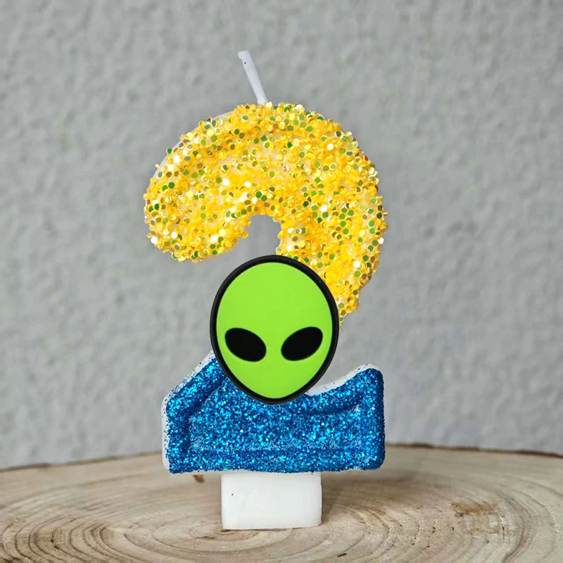 Lustige Alien-Themen-Kerzen 0-9 Zahlen Kindergeburtstag Tortenkerzen Dekoration für Babyparty-Dekor – Detail 23