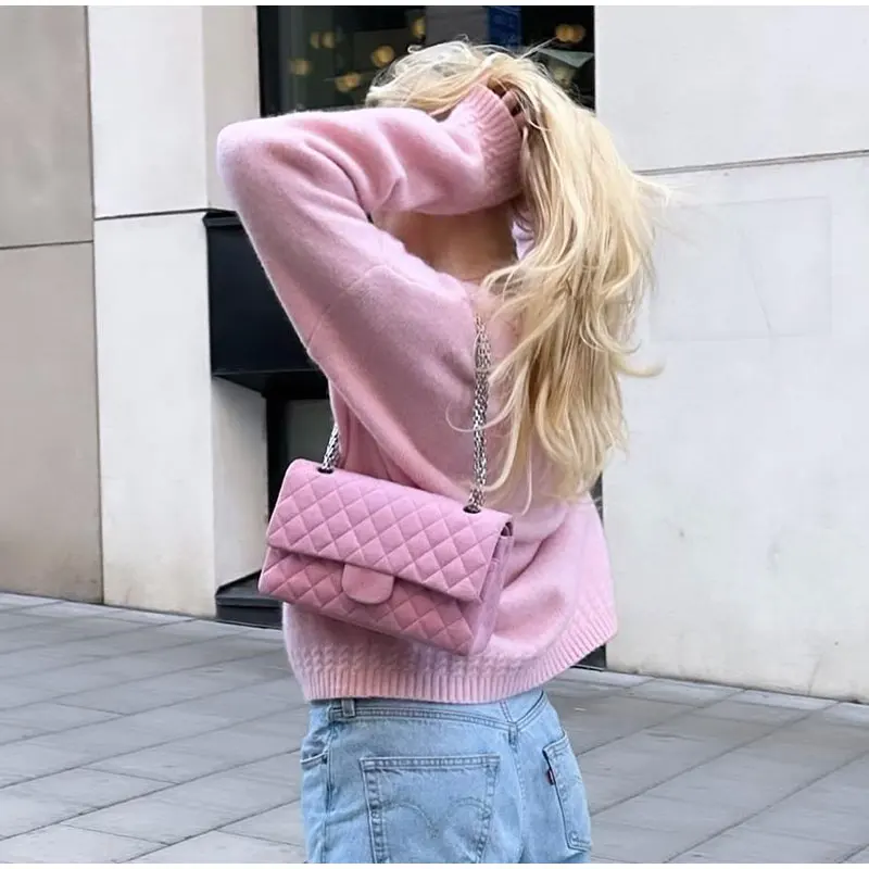 Sc42a24af1ccc4a12bfa9a5e4431dfacfn Lady Chic Round Neck Mohair Cardigan Casual Loose Single Breasted Long Sleeve Sweater, Women Elegant Office Commute Knitwear Mallzona