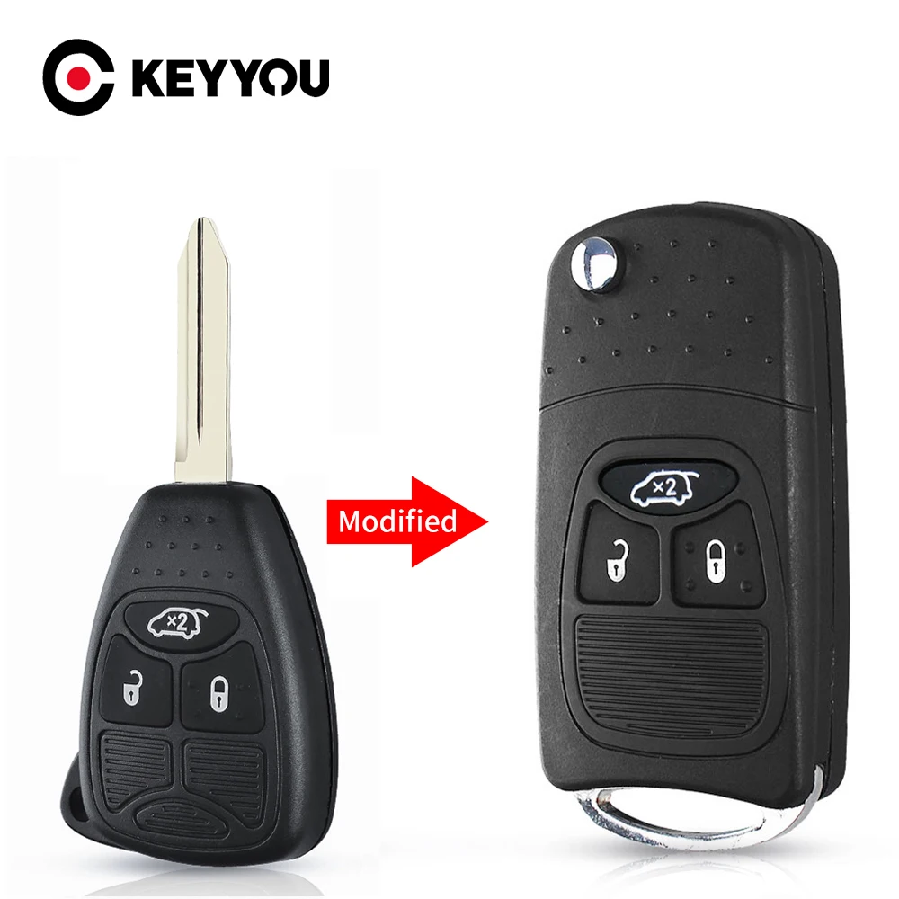 

Чехол KEYYOU для Chrysler Dodge Jeep Avenger Nitro, модифицированный складной чехол с 3 кнопками и дистанционным управлением, с держателем для аккумулятора