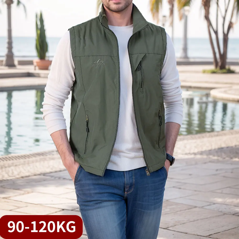 Oversize Man Sleeveless Waterproof Coats Spring Casual  Motorcyclist Fishing Plus Size Tank Top jacket Men's Clothing 90KG-120KG hooded fur collar cotton padded parkas thicken warm winter 2023 jackets korean oversize 90kg coats snow loose women chaquetas