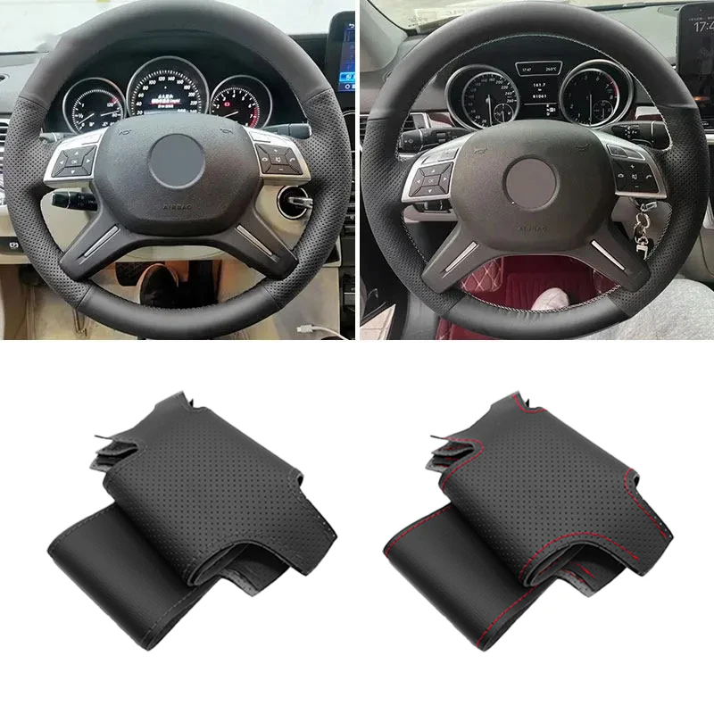 

Косички на Автомобильное рулевое колесо для Mercedes Benz C GL M Class W204 X166 W166 2011-2015G-Class W463 2013-2018 кожаный чехол отделка