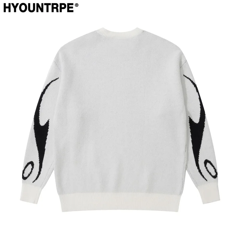 Mens Racing Style Sweater Knitted Pullovers Casual Long Sleeve Loose O Neck Harajuku Sweaters Streetwear Unisex Jumpers Knitwear