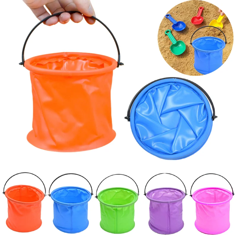 2Pcs Beach Sand Bucket Toy Collapsible Bucket Gardening Tool Outdoor Pool Play Tool Kids Summer Water Fun Toy Birthday Gift