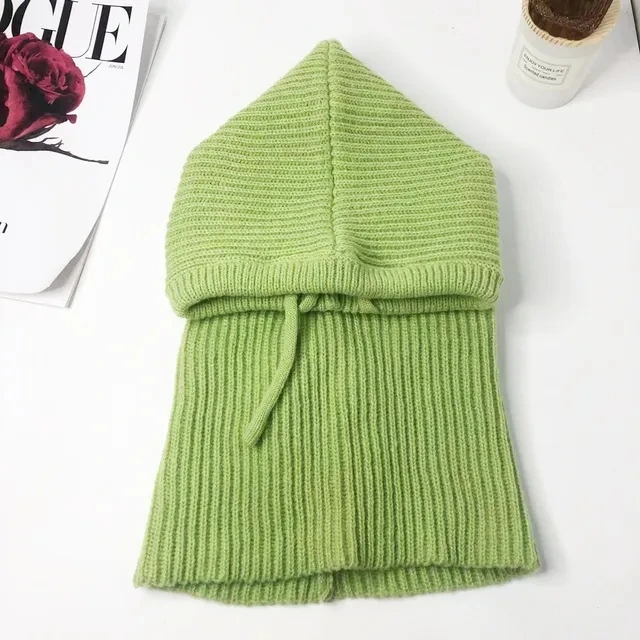 Women's Fashion Knitted Hooded Balaclava Shawl - Thick & Warm Winter Beanie