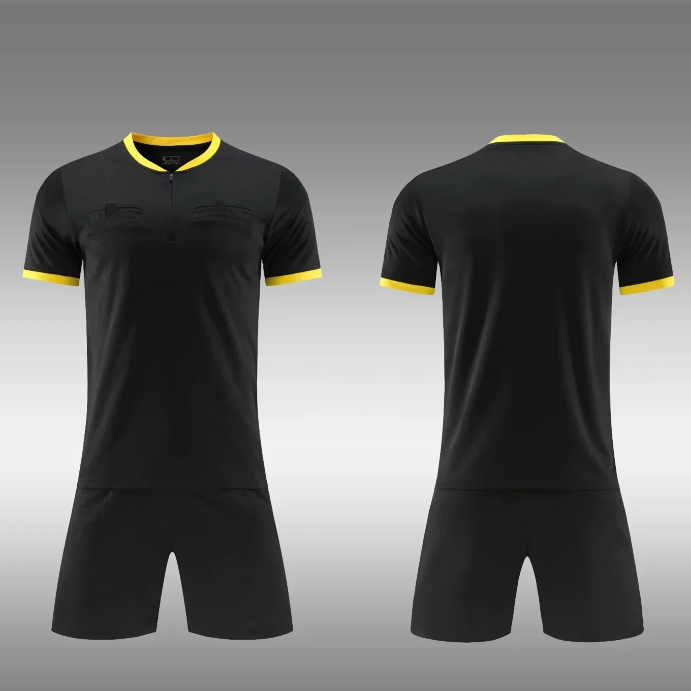 Adult Men Women Soccer Referee Uniforms Professional Judge Football Jerseys Shorts Shirts Suit Pocket Tracksuits Clothing Custom