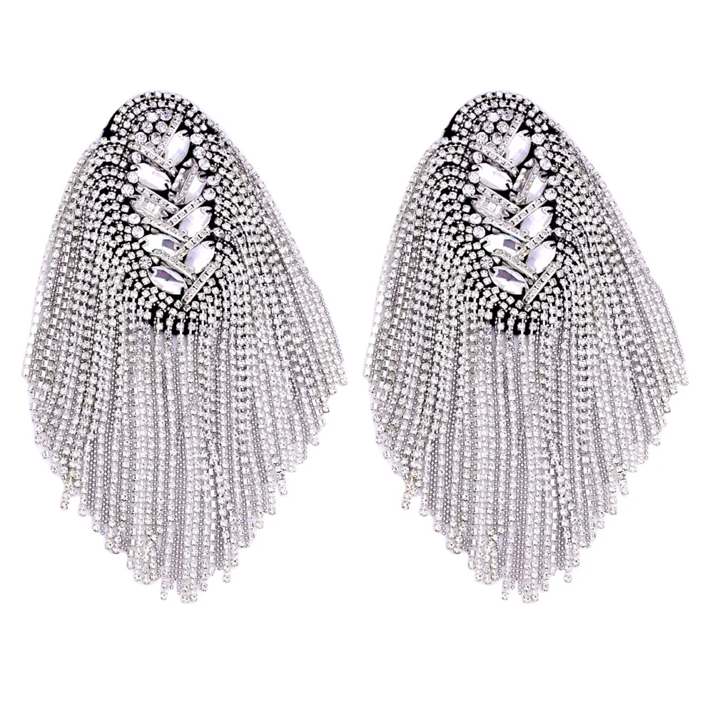 

Gold Tassel Epaulet Rhinestone Shoulder Board Costume Shoulder Badge Decor Shoulder Mark Fringe Epaulet for Suit