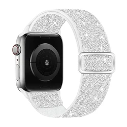 Adjustable Elastic Nylon Solo Loop Bracelet for 42 44 45 49mm (Silver)