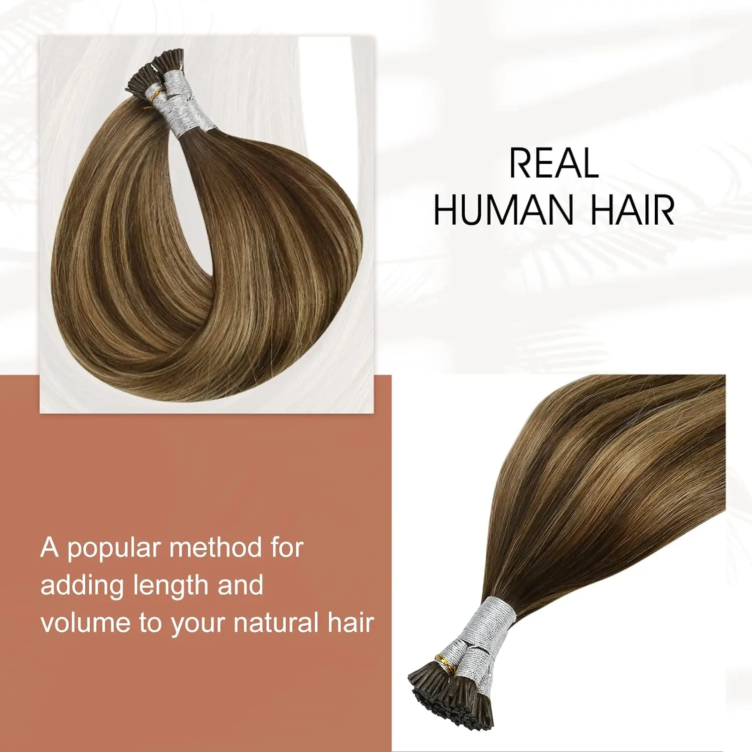 Full Shine I Tip Hair Extensions 50 Grams Stick Nail Tip Keratin Remy Human Hair Pre Bonded Soft Straight For Women
